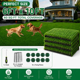 Outdoor Artificial Grass Roll - 0.7" Pile Height, 6 ft x 10 ft