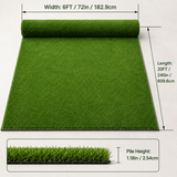 Outdoor Artificial Grass Roll - 0.7" Pile Height, 6 ft x 20 ft