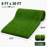 Outdoor Artificial Grass Roll - 0.7" Pile Height, 6 ft x 30 ft