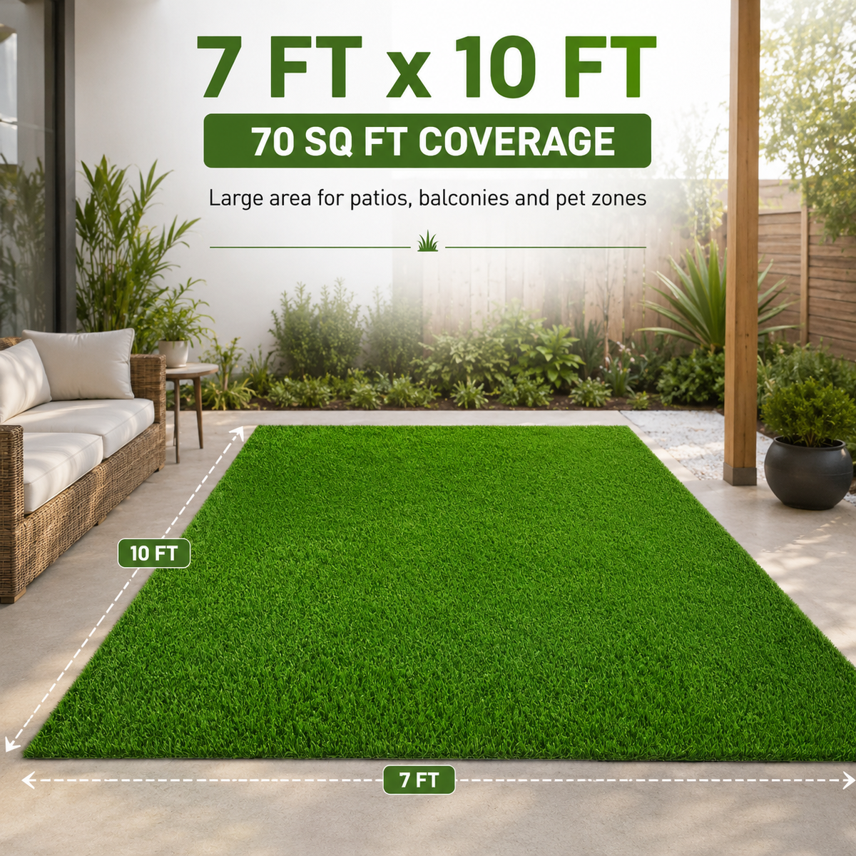 Outdoor Artificial Grass Roll - 0.7