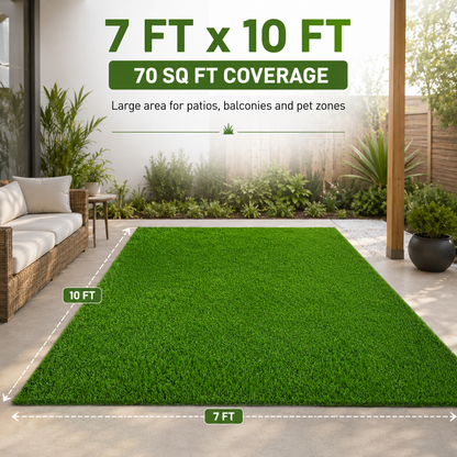 Outdoor Artificial Grass Roll - 0.7" Pile Height, 7 ft x 10 ft