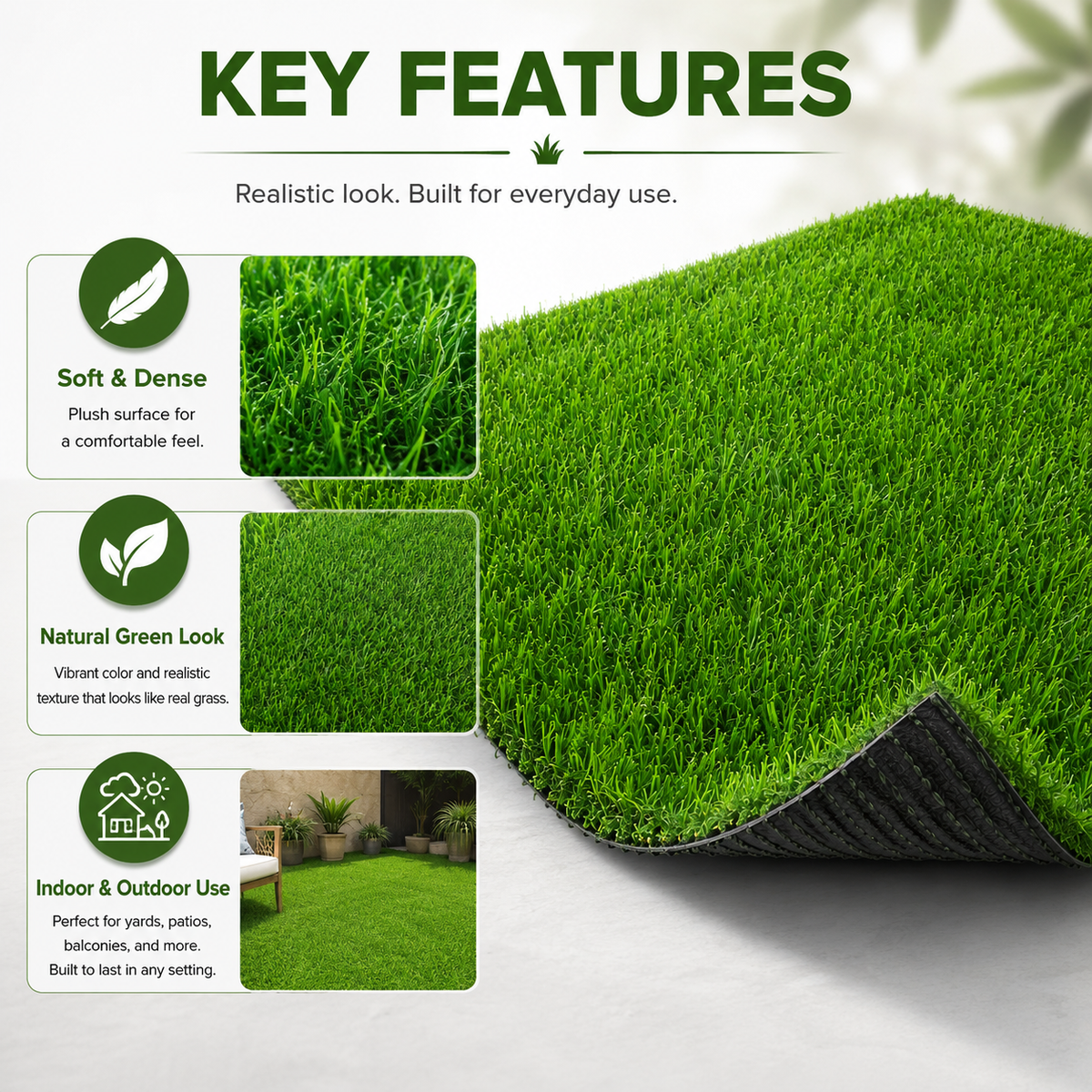 Outdoor Artificial Grass Roll - 0.7