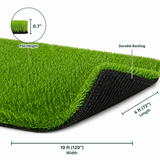 Outdoor Artificial Grass Roll - 0.7" Pile Height, 6 ft x 10 ft, Non-Adhesive Backing