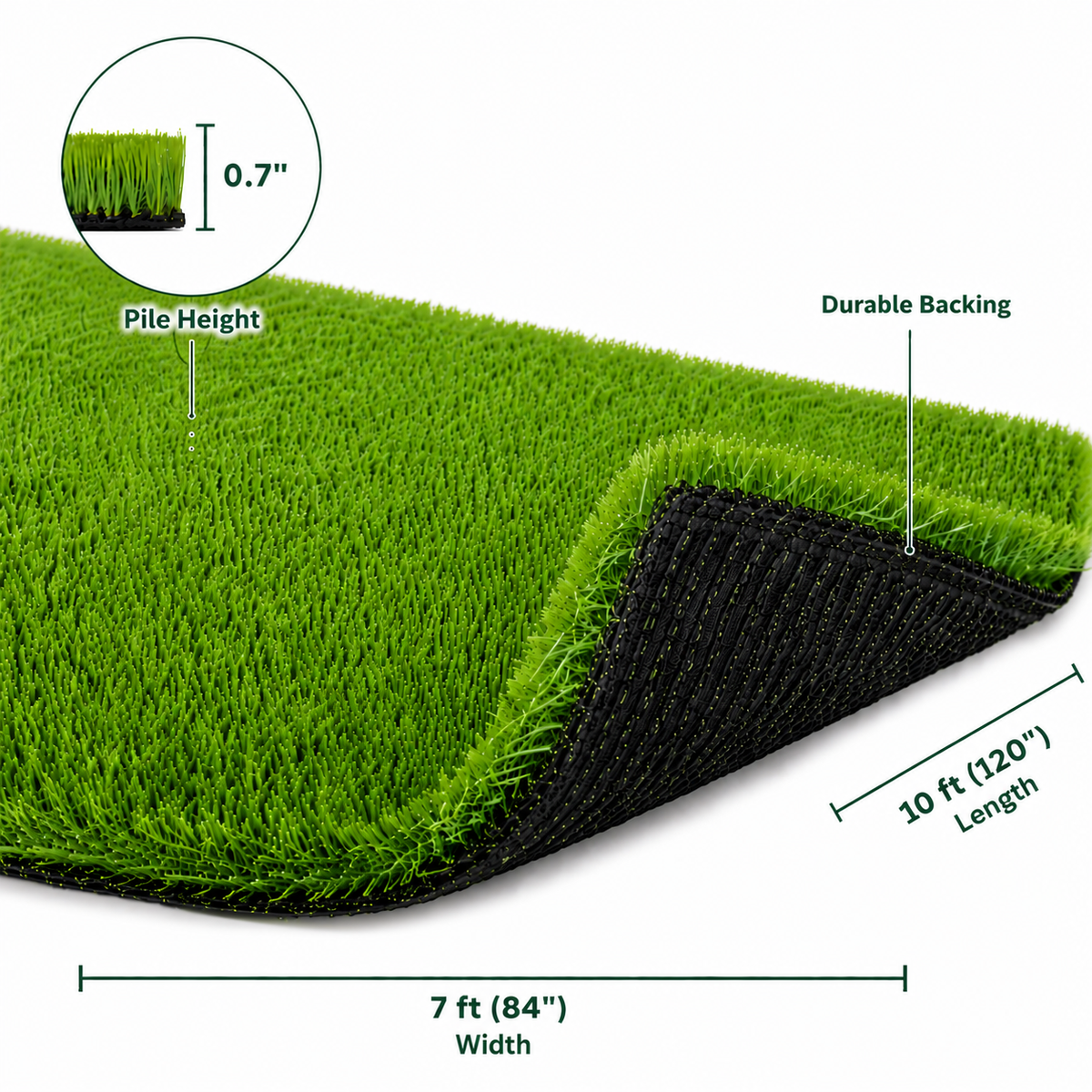 Outdoor Artificial Grass Roll - 0.7