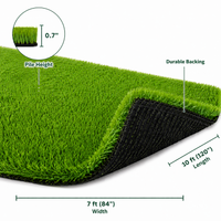 Outdoor Artificial Grass Roll - 0.7" Pile Height, 7 ft x 10 ft