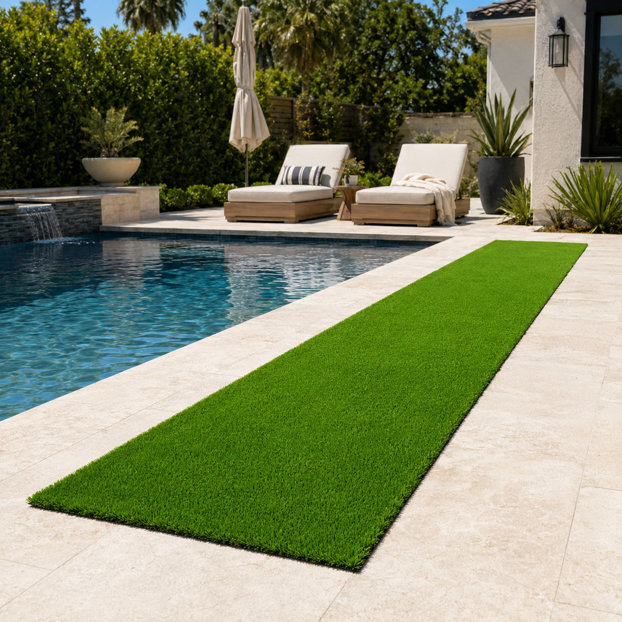 Outdoor Artificial Grass Roll - 0.7" Pile Height, 3.3 ft x 16.4 ft , Non-Adhesive Backing