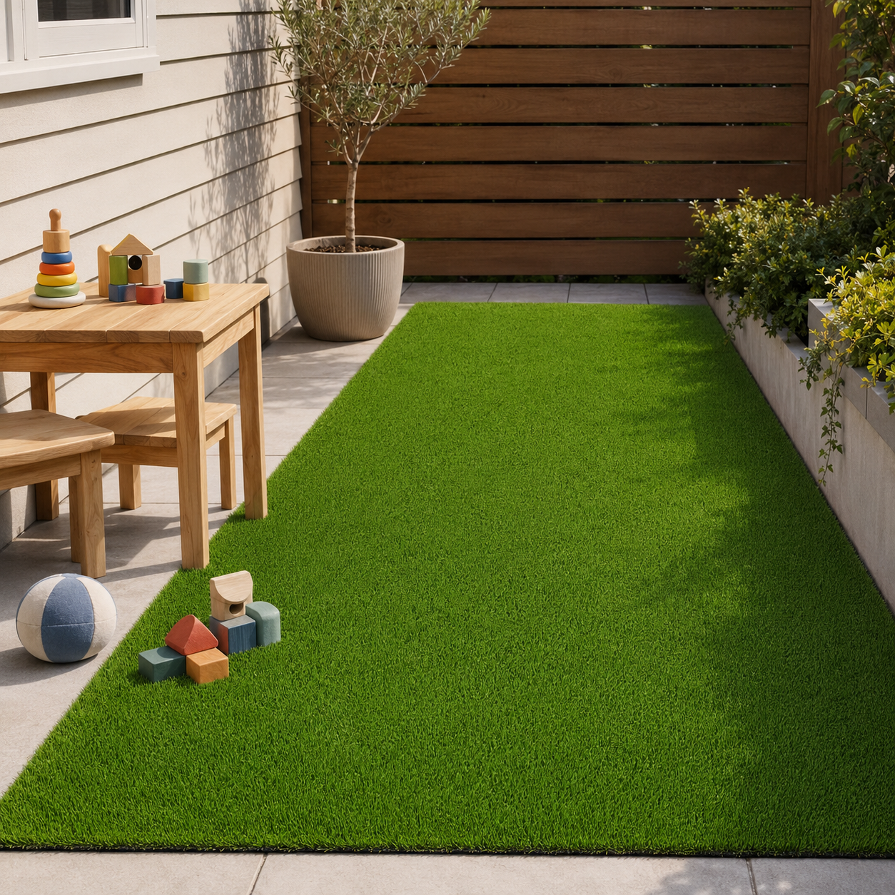 Outdoor Artificial Grass Roll - 0.7" Pile Height, 3.3 ft x 16.4 ft , Non-Adhesive Backing
