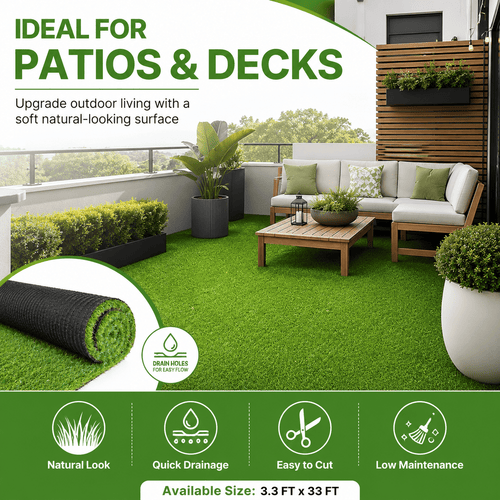 Artificial Grass roll 0.7in-Height 2colors 3ft-width 32ft-length