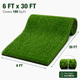 Artificial Grass roll 0.7in-Height 2colors 6ft-width 30ft-length