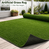 Outdoor Artificial Grass Roll - 0.7" Pile Height, 6 ft x 20 ft
